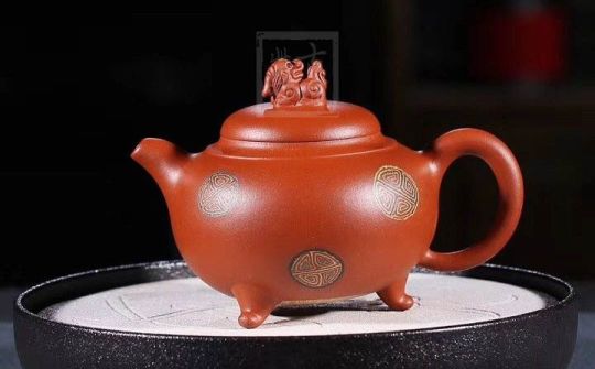 《獅韻》紫砂壺全手工茶壺老師小紅泥，絞泥（段泥、紫泥、綠泥等）壺