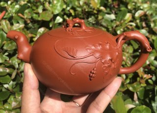 樹(shù)樁葡萄壺；朱泥380CC