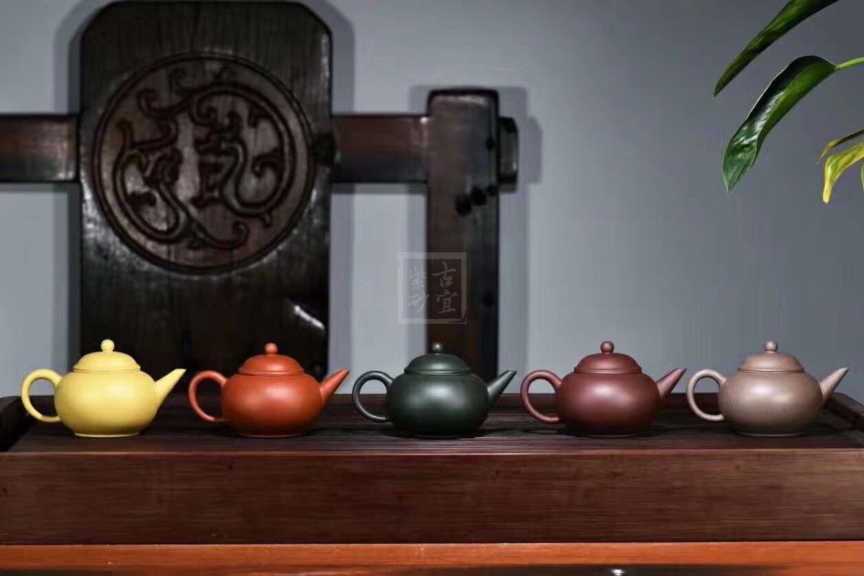 《五色土》綠泥，朱泥，紫泥，青灰泥，段泥純手工宜興紫砂壺茶具水平茶壺